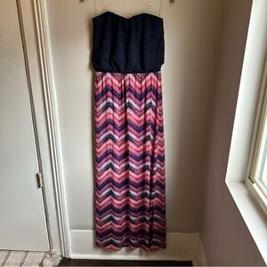 Trixxi Navy and Pink Maxi Dress